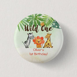 Chapa Redonda De 2,5 Cm Wild One, Safari First Birday