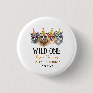 Chapa Redonda De 2,5 Cm Wild One Safari Primer Cumpleaños – Animal de la J