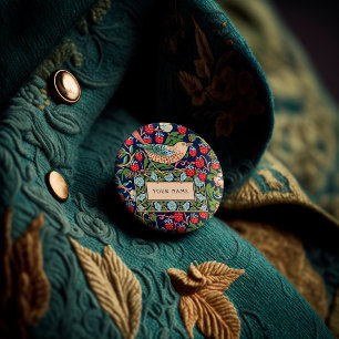 Chapa Redonda De 2,5 Cm William Morris Strawberry Thief