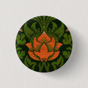 Chapa Redonda De 2,5 Cm William Morris Vintage Violeta Floral y Columbina