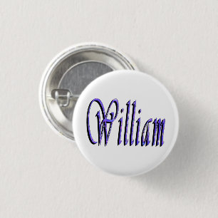 Chapa Redonda De 2,5 Cm William Name In Blue Sparkle,