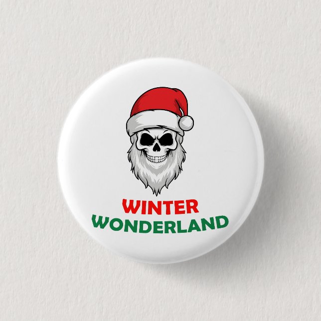 Chapa Redonda De 2,5 Cm Winderland Santa Skull (Anverso)