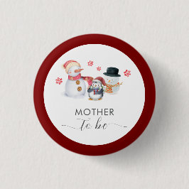 Chapa Redonda De 2,5 Cm Winter Penguin Snowman Mother To Be Baby Shower
