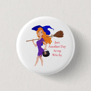 Chapa Redonda De 2,5 Cm Witchy Redhead Thunder_Cove