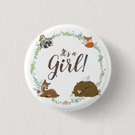 Chapa Redonda De 2,5 Cm Woodland Animal Baby Shower