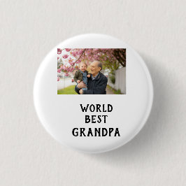 Chapa Redonda De 2,5 Cm World best Grandpa photo name father's day grandpa