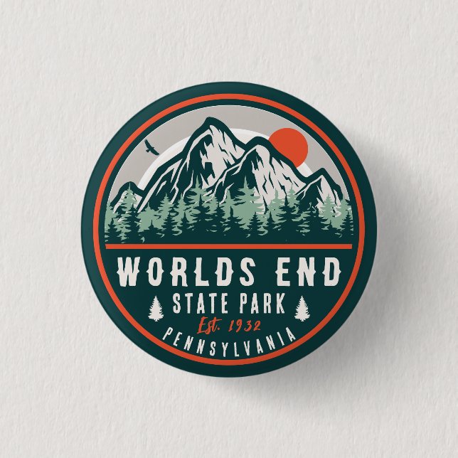 Chapa Redonda De 2,5 Cm World End State Park Pennsylvania Retro Sunset (Anverso)