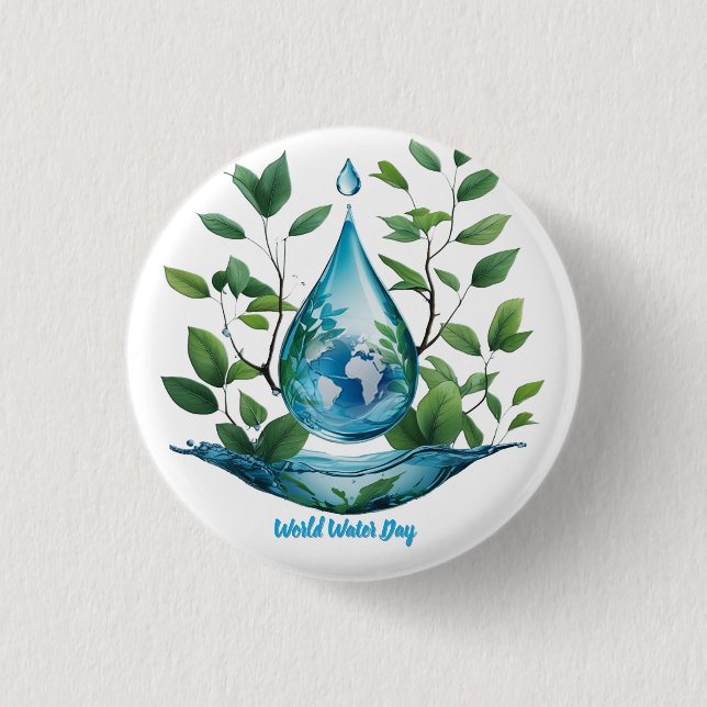 Chapa Redonda De 2,5 Cm World Water Day (Anverso)