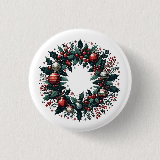 Chapa Redonda De 2,5 Cm Wreath navidades (Anverso)