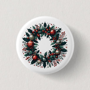Chapa Redonda De 2,5 Cm Wreath navidades
