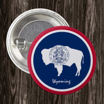 Wyoming button, patriotic Wyoming Flag fashion