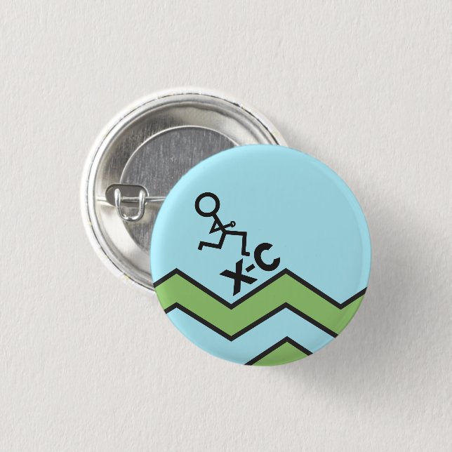 Chapa Redonda De 2,5 Cm XC Runner Cross Country (Anverso y reverso)