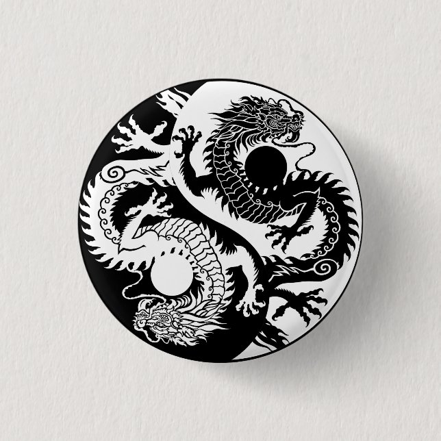CHAPA REDONDA DE 2,5 CM YIN YANG DOS DRAGONS KEYCHAIN (Anverso)