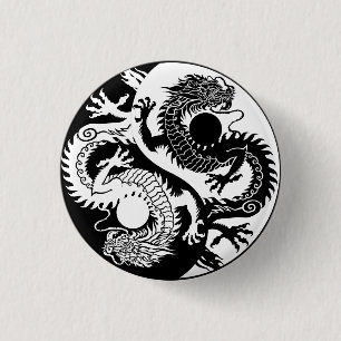 CHAPA REDONDA DE 2,5 CM YIN YANG DOS DRAGONS KEYCHAIN