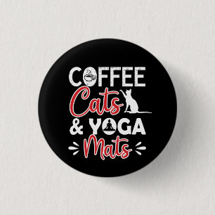 Chapa Redonda De 2,5 Cm Yoga Lover   Coffee Cat Y Yoga Mates