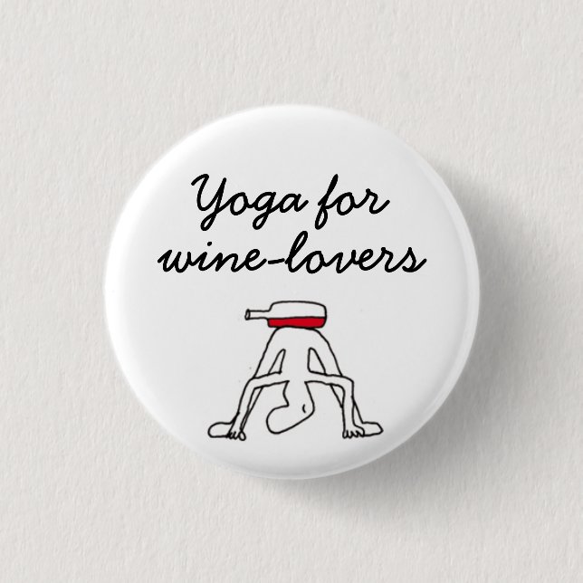 Chapa Redonda De 2,5 Cm Yoga para la insignia del blanco de Winelovers (Anverso)