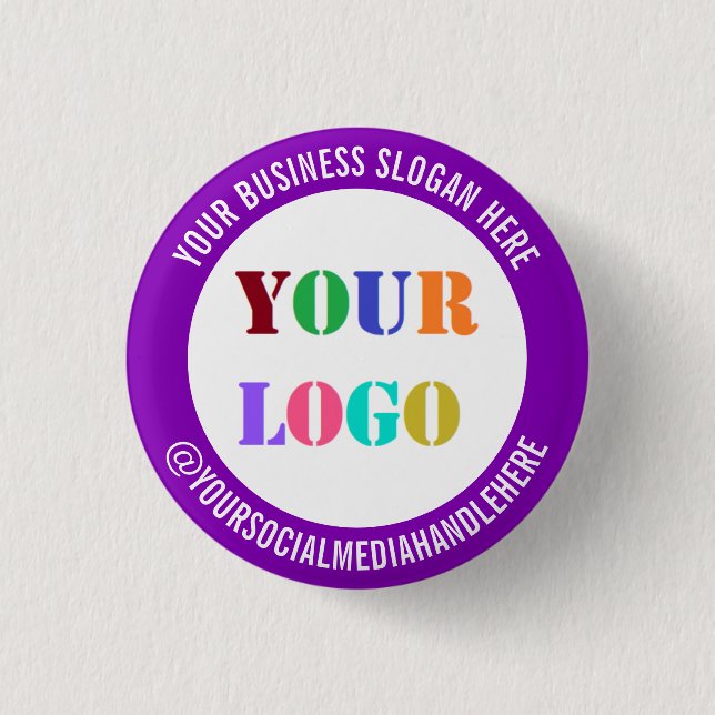Chapa Redonda De 2,5 Cm Your Logo Social Media Promotional Button Example (Anverso)