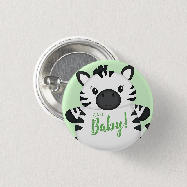 Chapa Redonda De 2,5 Cm Zebra Baby Shower (Anverso y reverso)