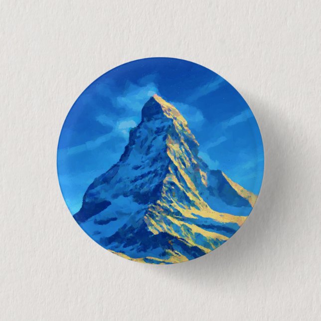 Chapa Redonda De 2,5 Cm Zematt Matterhorn Suiza (Anverso)