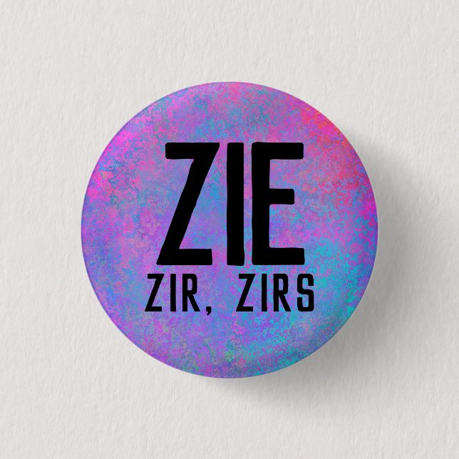 Chapa Redonda De 2,5 Cm Zie Zir Zirs Pronouns (Anverso)