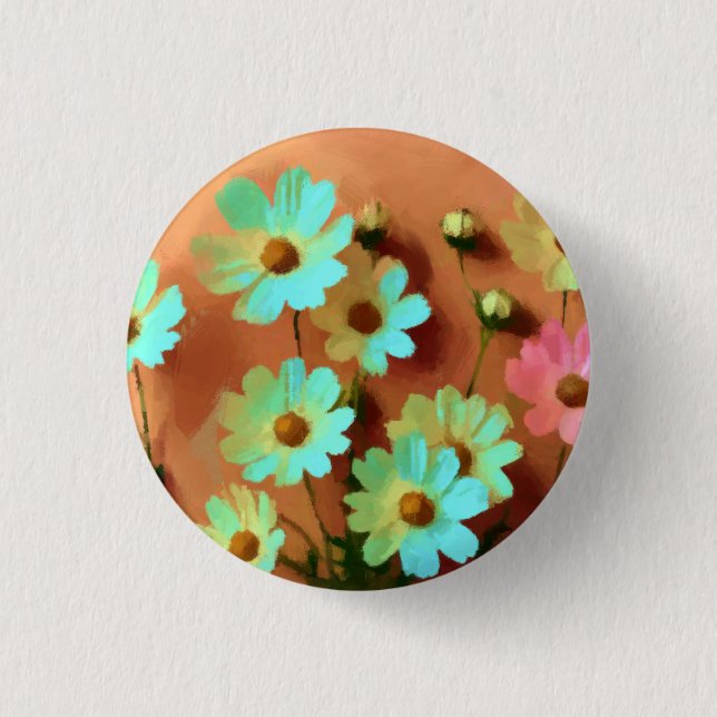 Chapa Redonda De 2,5 Cm Zinnia Elegans Florals (Anverso)