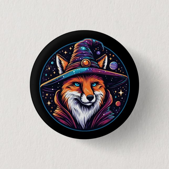 Chapa Redonda De 2,5 Cm Zorro de Fantasía - Mago Celestial (Anverso)