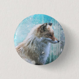 Chapa Redonda De 2,5 Cm Zorro de Furry Cute en fondo azul grunge