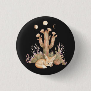 Chapa Redonda De 2,5 Cm Zorro del desierto boho durmiendo bajo cactus sagu