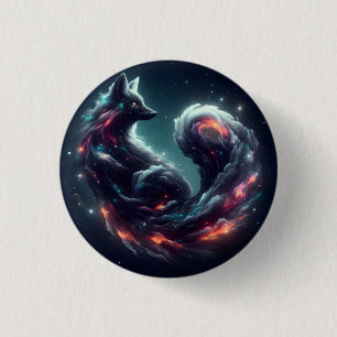 Chapa Redonda De 2,5 Cm Zorro Espiritual Fantástico de Luz Estelar Cósmica