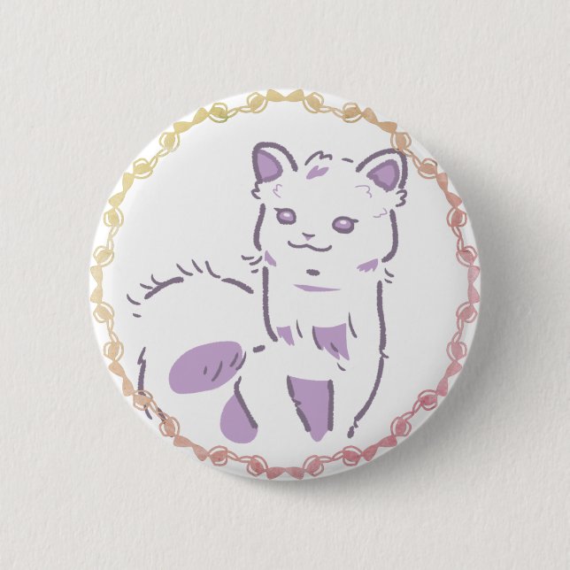 CHAPA REDONDA DE 5 CM パステル紫＆グラデーションリボンの愛らしいアルパカデザイン   (Anverso)