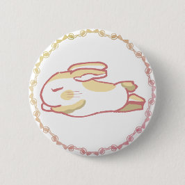 CHAPA REDONDA DE 5 CM ビビッドピンク＆リラックスうさぎリボンデザイン