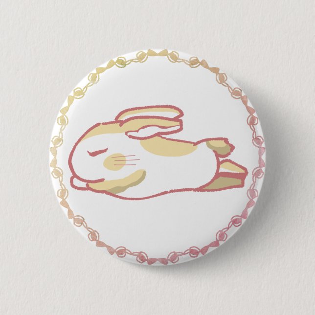 CHAPA REDONDA DE 5 CM ビビッドピンク＆リラックスうさぎリボンデザイン (Anverso)