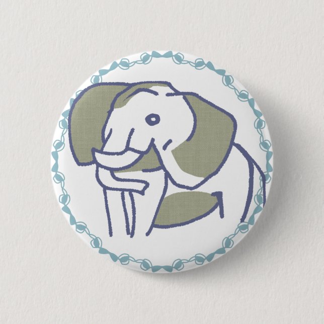 CHAPA REDONDA DE 5 CM ブルーリボン額縁｜優雅で可愛い象イラスト (Anverso)