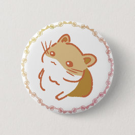 CHAPA REDONDA DE 5 CM ポップオレンジ＆キュートなハムスターリボンデザイン