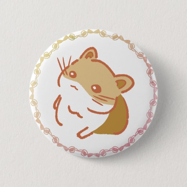 CHAPA REDONDA DE 5 CM ポップオレンジ＆キュートなハムスターリボンデザイン (Anverso)