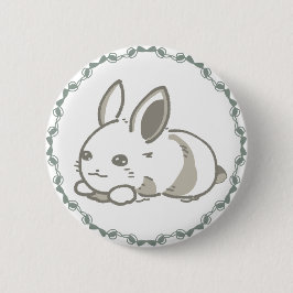CHAPA REDONDA DE 5 CM リボンと黒うさぎのシンプルデザイン  
