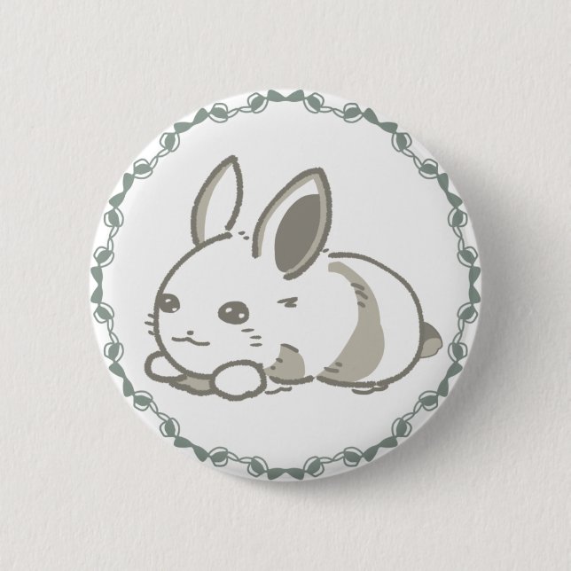 CHAPA REDONDA DE 5 CM リボンと黒うさぎのシンプルデザイン   (Anverso)