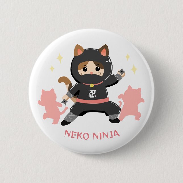 Chapa Redonda De 5 Cm 可愛い猫忍者 日本 ピンク Cat Ninja from Japan Pink (Anverso)