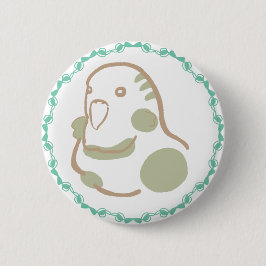 CHAPA REDONDA DE 5 CM 森林の緑を纏ったインコイラスト｜柔らかさと上品さを感じるデザイン