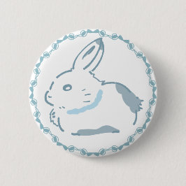 CHAPA REDONDA DE 5 CM 涼しげなリボン＆柔らかな雪うさぎデザイン  缶バッジ