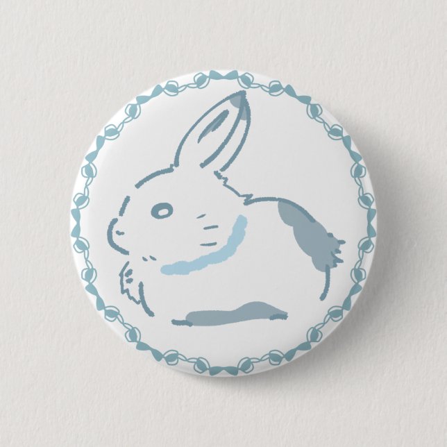 CHAPA REDONDA DE 5 CM 涼しげなリボン＆柔らかな雪うさぎデザイン  缶バッジ (Anverso)