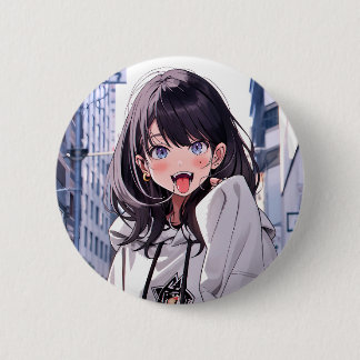 Chapa Redonda De 5 Cm 缶バッジ あっかんべーJK｜Badge 寿司娘 GenerativeAI