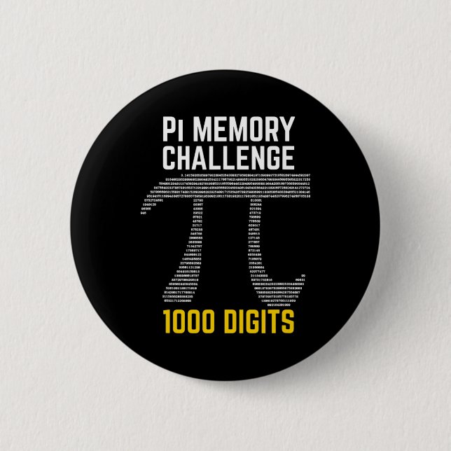 Chapa Redonda De 5 Cm 1000 Dígitos De Pi Memory Challenge - Pi Day (Anverso)
