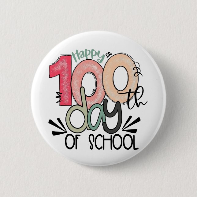 Chapa Redonda De 5 Cm 100 days of school celebration button / pin badge (Anverso)