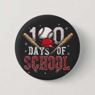 Chapa Redonda De 5 Cm 100 días de amantes del deporte de béisbol escolar