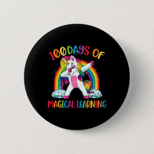 Chapa Redonda De 5 Cm 100 Días De Aprendizaje Mágico Dabbing Unicornio C