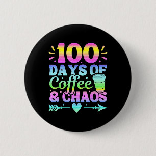Chapa Redonda De 5 Cm 100 días de café y caos 100 días de escuela