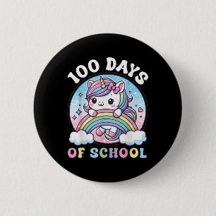 Chapa Redonda De 5 Cm 100 días de Chicas escolares Unicorn 100th Day Sc