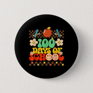 Chapa Redonda De 5 Cm 100 días de clase maestro niños retro groovy 100