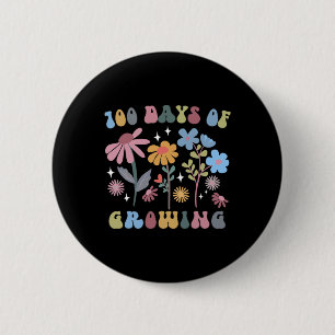 Chapa Redonda De 5 Cm 100 Días De Crecimiento Retro Boho Flor 100 Días D